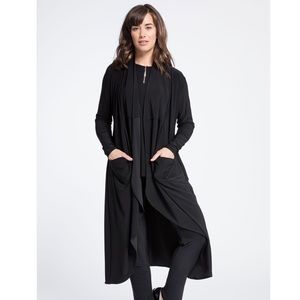 NWT Sympli Black Glance Duster Cardigan US 10